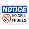 Signmission Safety Sign, OSHA Notice, 12" Height, Rigid Plastic, NOTICE No Cell Phones Sign, Landscape OS-NS-P-1218-L-16042 - alternate 1